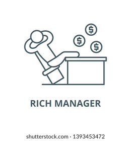 Rich manager vector line icon, linear concept, outline sign, symbol
