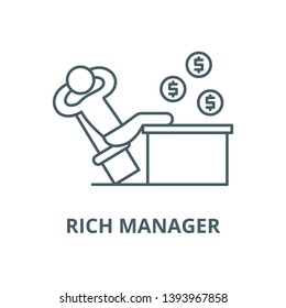 Rich manager vector line icon, linear concept, outline sign, symbol