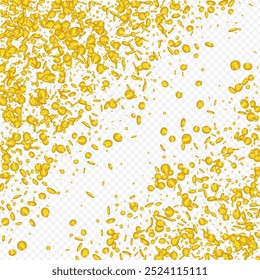 Rich Metal Cash Vector Transparent Background. Gold Coin Monetary Certificate. Shiny Dollar Poster. Casino Jackpot Template.