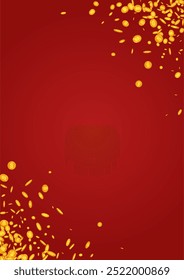 Rich Metal Finance Vector Red Background. Golden Confetti Flying Card. Gold Currency Certificate. Casino Cash Template.