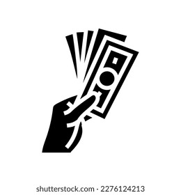 rich money hand glyph icon vector. rich money hand sign. isolated symbol illustration