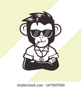 rich monkey character mascot logo design template