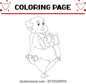 rich officer is handcuffed with dollar bills corruption coloring page for kids