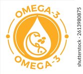 Rich in Omega-3 Icon Vector Badge and Symbol Logo on white Background