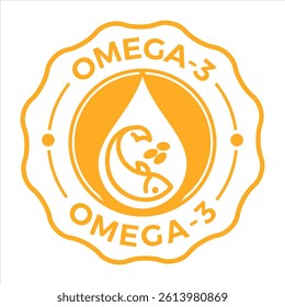 Rich in Omega-3 Icon Vector Badge and Symbol Logo on white Background