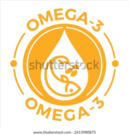 Rich in Omega-3 Icon Vector Badge and Symbol Logo on white Background