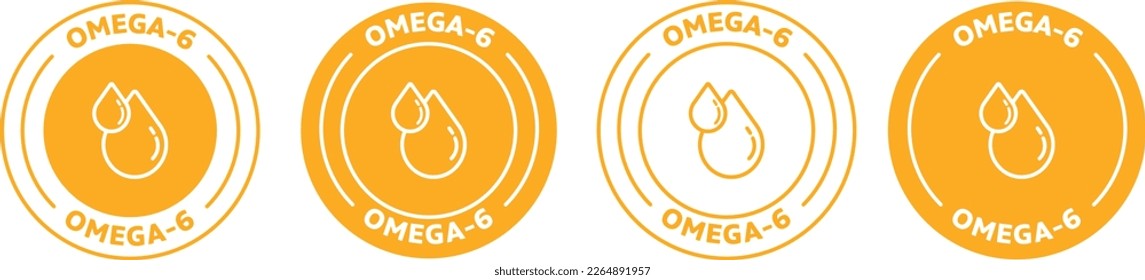 Rich in Omega-6 icon. Badge, symbol, logo vector on transparent background.