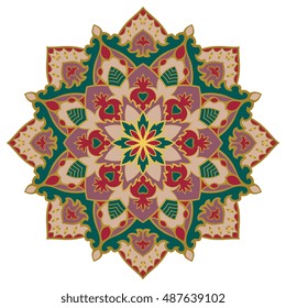 Rich oriental mandala. You can use this pattern for the shawl, carpet, cushion, cover, textile and other surfaces.