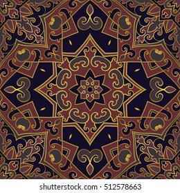 Rich oriental ornament of mandalas. You can use this pattern for the shawl, carpet, cushion, cover, textile and other surfaces.