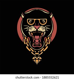 rich panther tattoo vector design