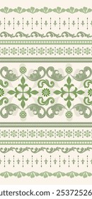 Frontera de patrón rico inspirado en la Naturaleza Lily Florals Diamonds Leaves decoración de la raya. Lujo Ornate Scroll Flor de lis Vector sin costuras. Imprimir Arte de seda para el diseño de la opulencia Brocado mano dibujar textil