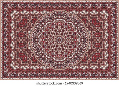 Rich persian colored carpet pattern.