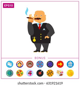 Rich Person Smoking Cigar Icon