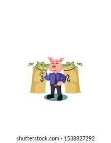 rich pig businessman vector illustration