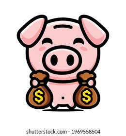rich pig mascot character design