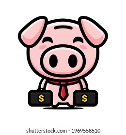 rich pig mascot character design