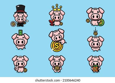 rich pig mascot character design