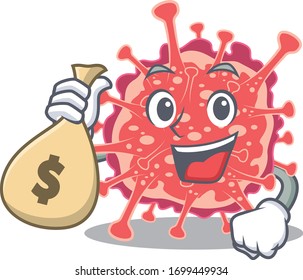 Rich polyploviricotina cartoon design holds money bags