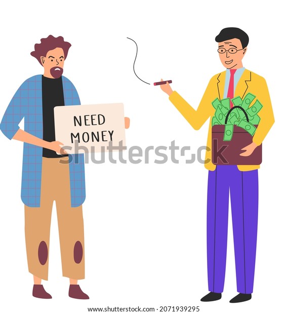 Rich Poor People Cartoon Men Without Stock Vector (Royalty Free ...