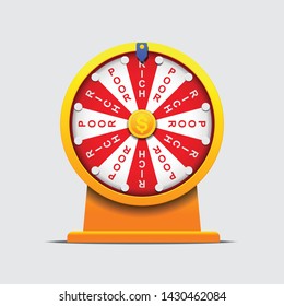 Rich and poor wheel ,money game concept vector illustration.
