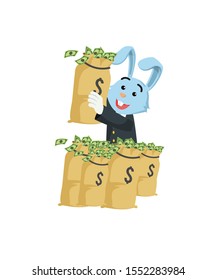 rich rabbit businessman vector illustration