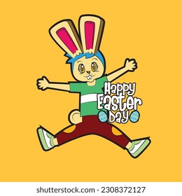 the rich rabbit illustration design for easter day with digital hand drawn