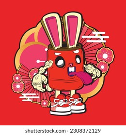 the rich rabbit illustration design for easter day with digital hand drawn