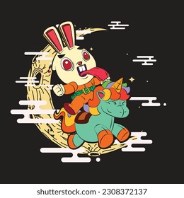 the rich rabbit illustration design for easter day with digital hand drawn