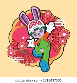 the rich rabbit illustration design for easter day with digital hand drawn