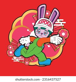 the rich rabbit illustration design for easter day with digital hand drawn