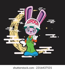 the rich rabbit illustration design for easter day with digital hand drawn