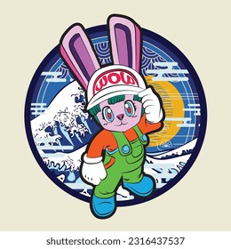 the rich rabbit illustration design for easter day with digital hand drawn