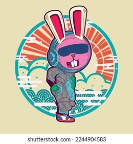 Rich Rabbit illustration for new year logo, notebook, and background