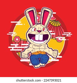 Rich Rabbit illustration for new year logo, notebook, and background