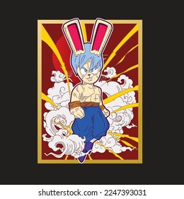 Rich Rabbit illustration for new year logo, notebook, and background