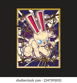 Rich Rabbit illustration for new year logo, notebook, and background