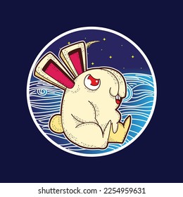 Rich Rabbit illustration for new year logo, notebook, and background