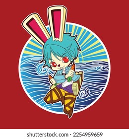 Rich Rabbit illustration for new year logo, notebook, and background