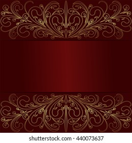 Rich red background with elegant golden Borders and Place for Text