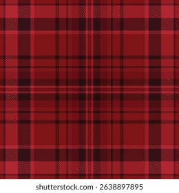 Rich red and maroon plaid pattern.  Classic textile design, ideal for fashion, home decor, and web backgrounds.  Evokes warmth, tradition, and sophistication.