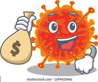 Rich riboviria cartoon design holds money bags