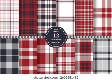 Rich Saffron Seamless Tartan with Deep Cardinal accents Fabric Design Set of 12