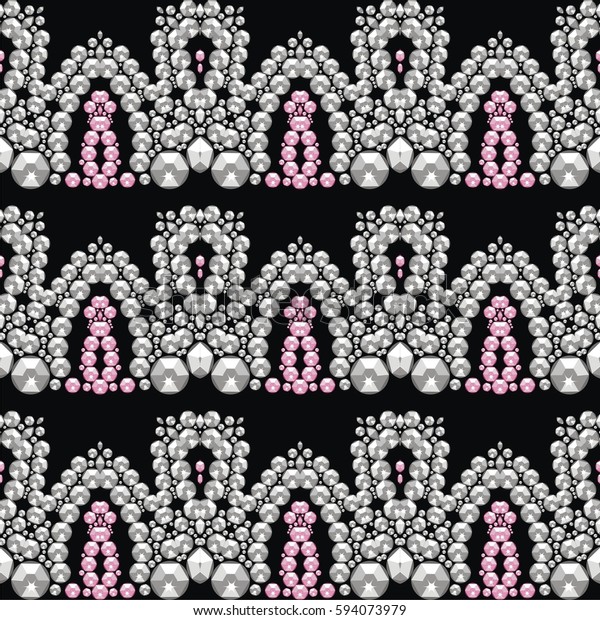 Rich Seamless Pattern Rhinestones Silver Pink Stock Vector (Royalty ...