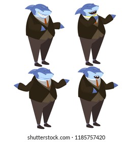 rich shark cartoon character illustration