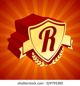 rich shining creative 3d vector single writing as tag template on shiny glowing radial radiation background texture abstract background scene red orange gold unusual mark rich marketing yellow offset