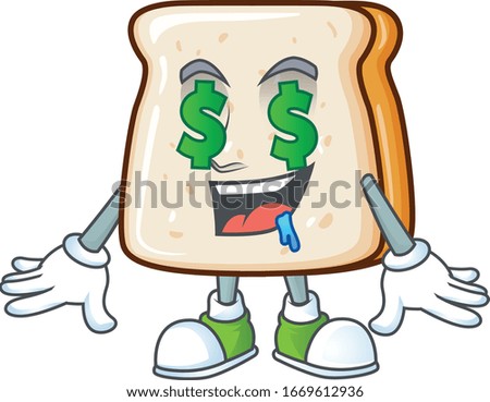 Rich slice of bread with Money eye mascot character concept