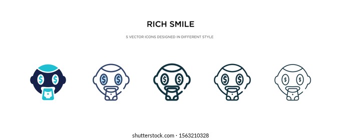 rich smile icon in different style vector illustration. two colored and black rich smile vector icons designed in filled, outline, line and stroke style can be used for web, mobile, ui