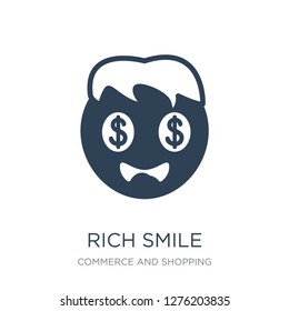 rich smile icon vector on white background, rich smile trendy filled icons from Commerce and shopping collection, rich smile vector illustration