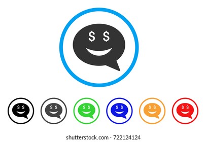 Rich Smiley Message icon. Vector illustration style is a flat iconic rich smiley message symbol with black, grey, green, blue, red, orange color additional versions.