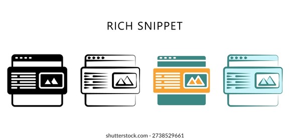 Rich Snippet Multi Style Icon. Mini Illustration For Modern Concept, Ui, Ux Web And App Development. Related To Seo And Online Marketing.